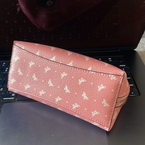 Coach Pink/White Butterfly Dot Print Coated Canvas Cosmetic Case. - Picture 6 of 9